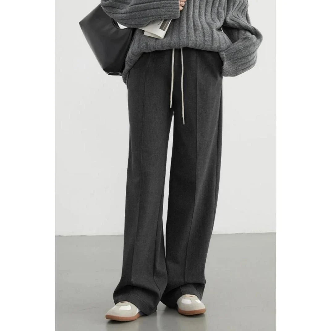 Premium high-waist striped wide leg pants for women, featuring a flattering silhouette and soft, stretchy fabric blend.