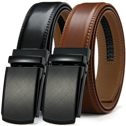 Reversible genuine leather dress belt with alloy buckle, available in black and brown finishes for versatile Kiwi business casual style