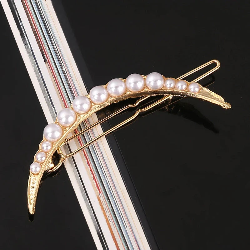 Elegant pearl and geometric hairpins in silver and gold tones, designed to elevate Kiwi women's hairstyles for any occasion.