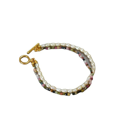 Freshwater pearl and tourmaline beaded bracelet with adjustable lobster clasp, a stylish Kiwi accessory for fashion-forward women