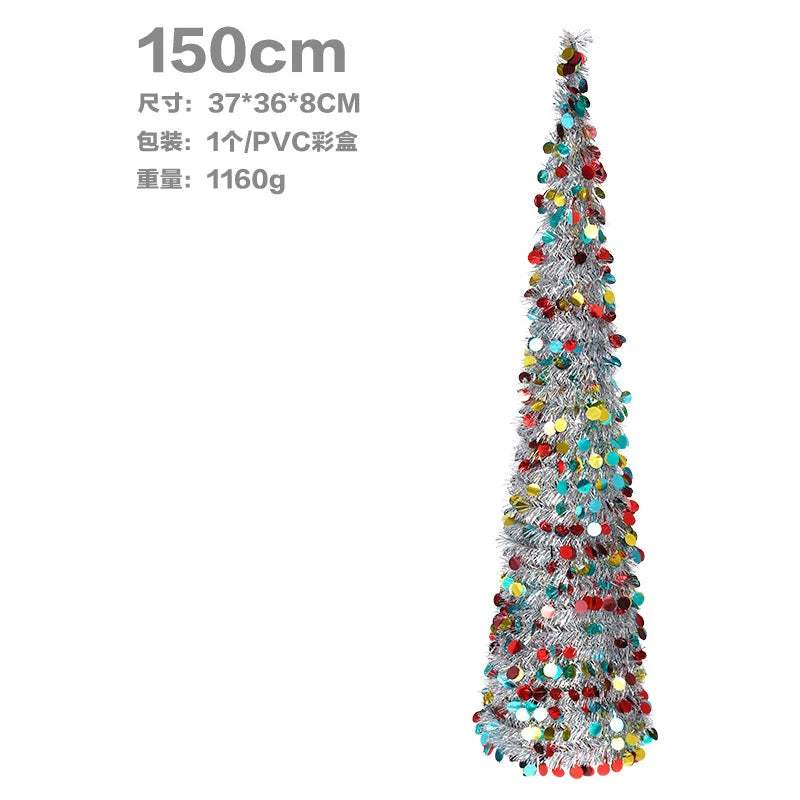 A collapsible and decorative Christmas tree in festive colors, designed for small spaces in New Zealand homes.