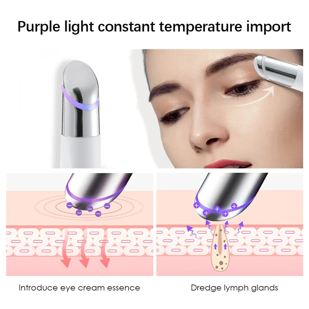 Revitalizing Eye Massage Pen with red, blue, and purple light therapy for eye care and rejuvenation