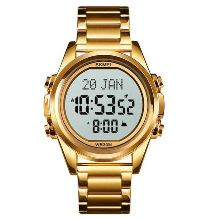 Premium men's electronic watch with Arab steel casing and stylish gold, rose gold, or black finish