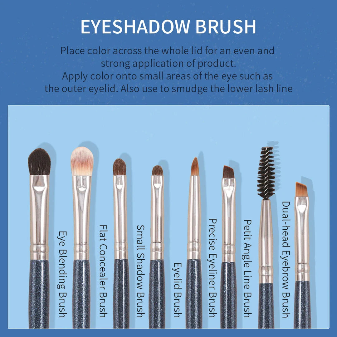 Versatile 13-Piece Eye Makeup Brush Set with Premium Natural and Synthetic Bristles for Seamless Blending, Precise Lining, and Natural Brow Grooming