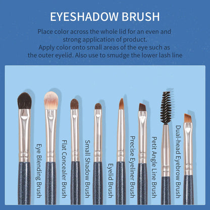 Versatile 13-Piece Eye Makeup Brush Set with Premium Natural and Synthetic Bristles for Seamless Blending, Precise Lining, and Natural Brow Grooming