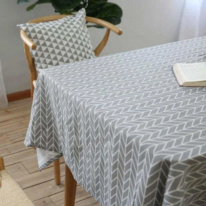 Elegant linen tablecloth with charming arrow pattern, available in a range of sizes to suit any table