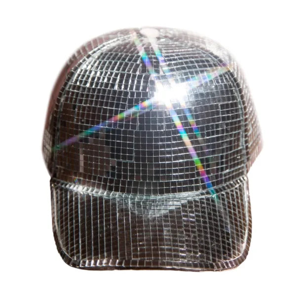 Shopfluxpro NZ Stylish Silver Mirror Peaked Cap - Perfect for Summer Parties