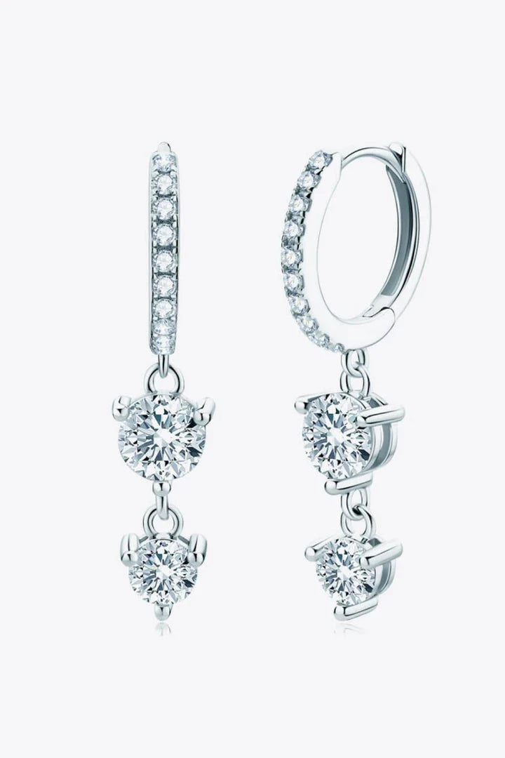 Sustainable Moissanite Dangle Earrings with 925 Sterling Silver, Platinum, and Gold Plating