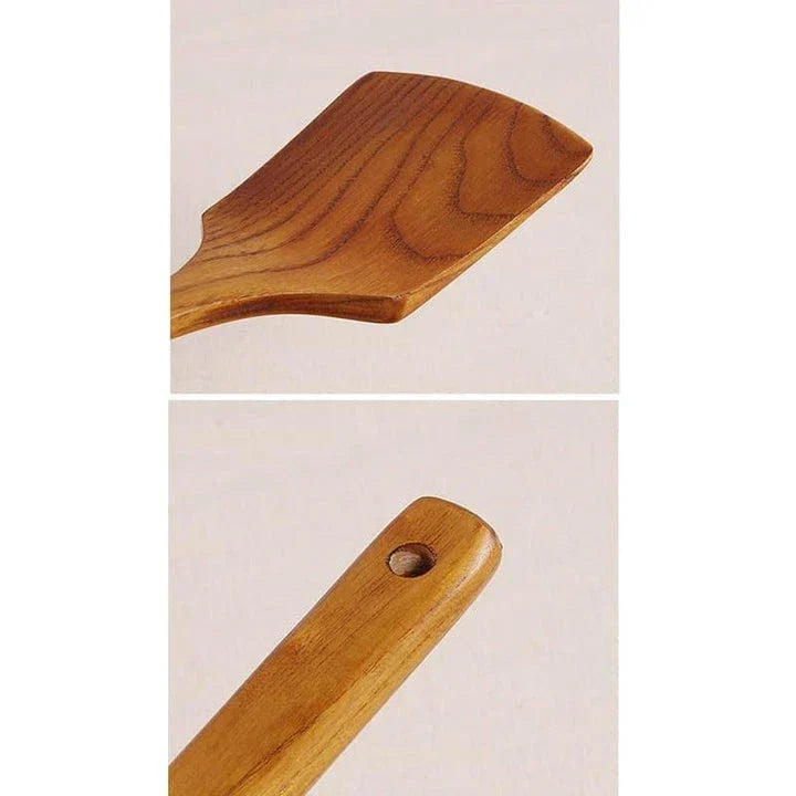 Versatile Wooden Turner - a high-quality, long-handled kitchen tool made from sustainable New Zealand timber for flipping, tossing, and maneuvering food with ease.