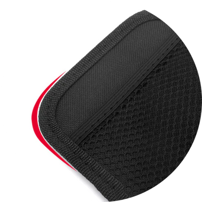 A compact black mesh net storage pouch with 3M adhesive backing for customizable placement in a vehicle