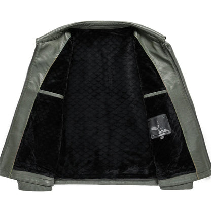 Eco-friendly leather jacket with sleek diamond pattern design, suitable for Kiwi gentlemen