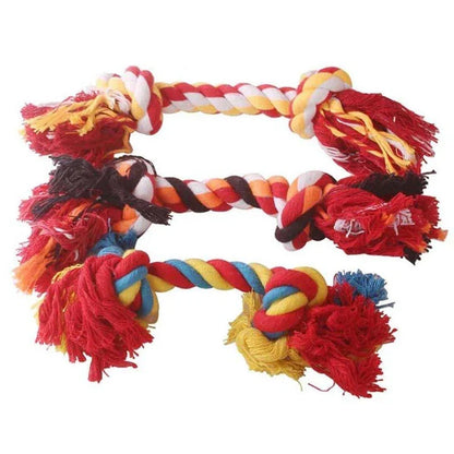 Colorful cotton rope toy for dogs in various sizes, designed for play and exercise for Kiwi canines