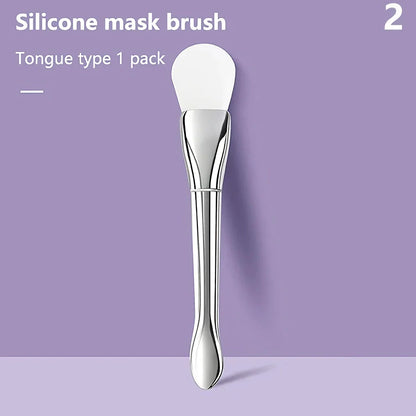 A soft, flexible silicone makeup and mask brush with a durable plastic handle, perfect for precise, mess-free application of facial products.