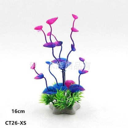 Artificial underwater grass decoration for aquariums, made of durable PVC with realistic-looking green fronds.