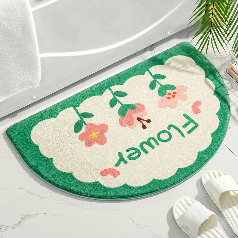 Trendha Small Fresh Flower Greeting Mat in floral design, with non-slip backing and absorbent material for a welcoming and functional home accessory