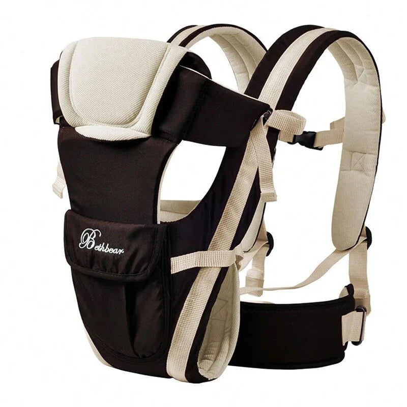 Versatile baby carrier backpack with four carrying positions for hands-free parenting