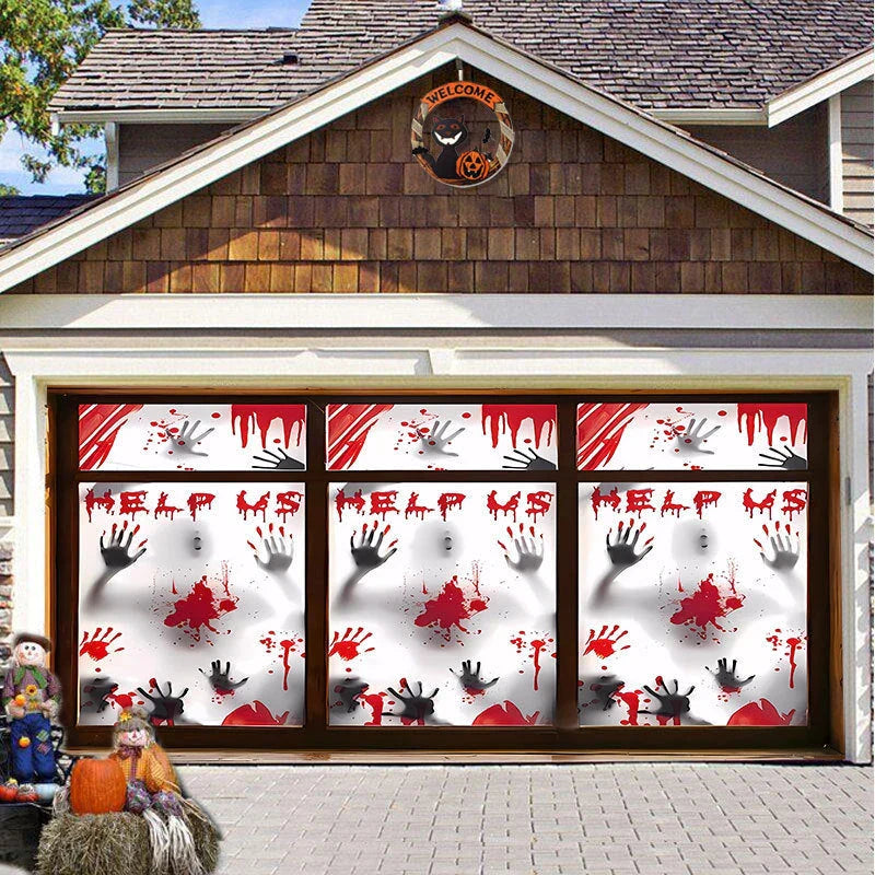 Halloween Hanging Cloth Garage Door Backdrop in abstract geometric pattern