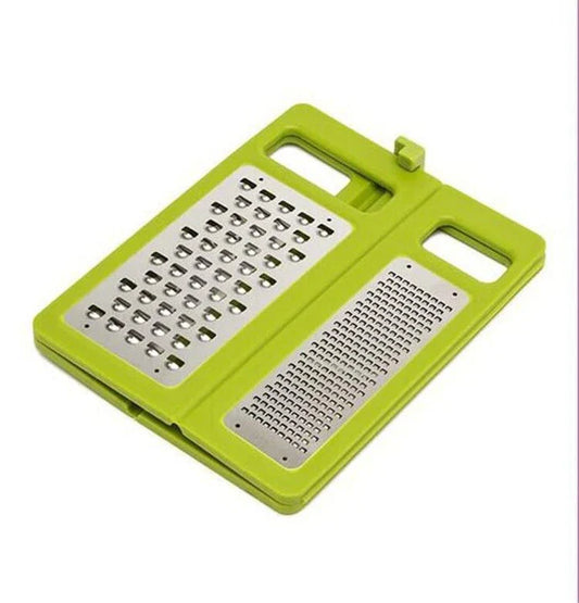 A premium 4-in-1 stainless steel kitchen grater with a versatile design for grating, slicing, shredding, and julienning ingredients for Kiwi cooking and baking.