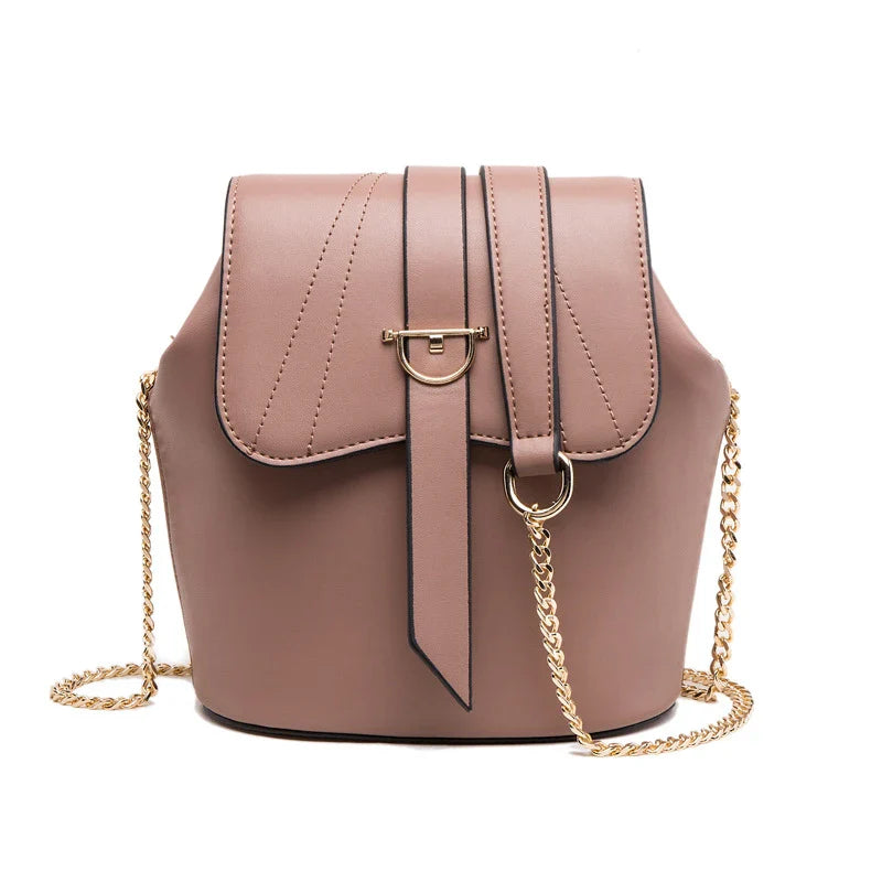 Large Capacity Chain Bag in Orange with Adjustable Strap and Stylish Chain Detailing