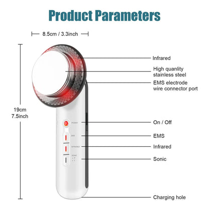 3-in-1 Ultrasonic Body Sculptor and Facial Lifter with Ultrasonic, EMS, and Infrared functions for body shaping and skin rejuvenation