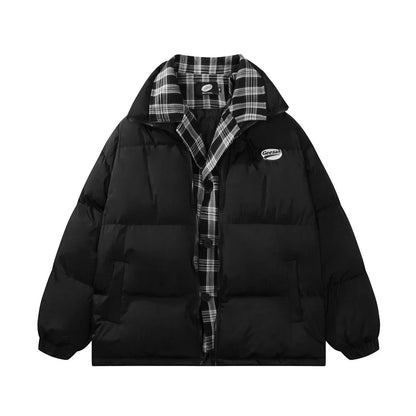 Stylish plaid cotton jacket with embroidered back patch, perfect for Kiwi men in winter