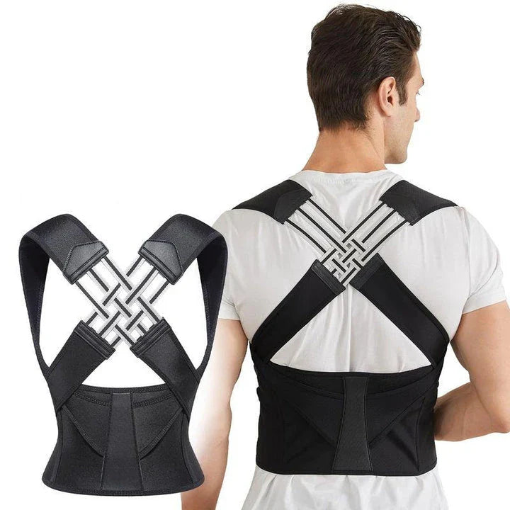 Adjustable posture corrector brace with cross-strap design to support shoulders and relieve back pain