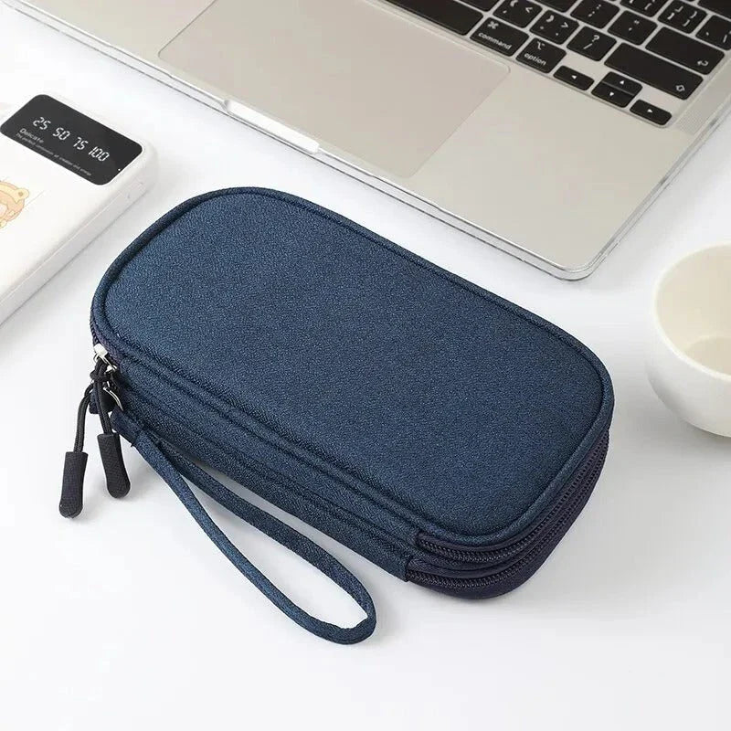 Eco-friendly travel organizer for storing and protecting digital accessories like smartphones, power banks, and cables