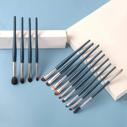 Versatile 13-Piece Eye Makeup Brush Set with Premium Natural and Synthetic Bristles for Seamless Blending, Precise Lining, and Natural Brow Grooming