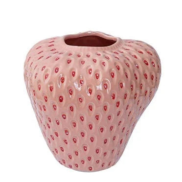 Stylish strawberry-shaped ceramic vase in various colors and sizes, perfect for adding Kiwi charm to your home decor
