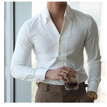 A stylish and versatile Italian-collared shirt for young New Zealand men, made from high-quality polyester fabric.