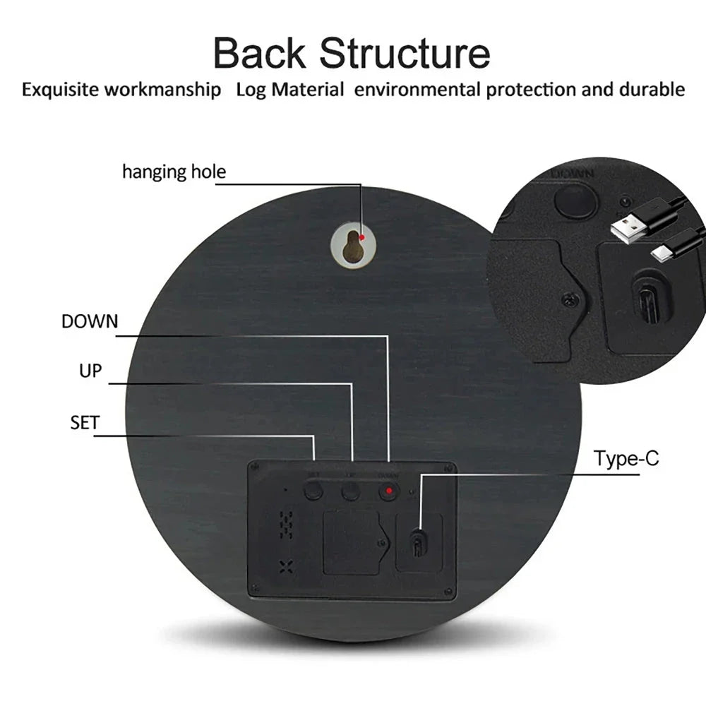 Elegant wooden wall clock with temperature display in a modern Nordic style, perfect for Kiwi homes