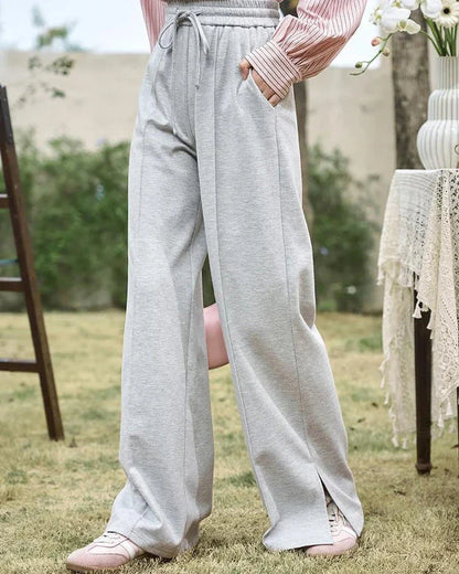 Stylish wide-leg casual pants with adjustable lace-up waist, designed for the modern Kiwi woman