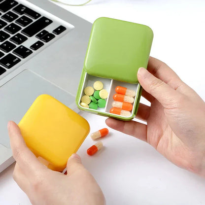 Compact 2-Grid Portable Mini Pill Box - Premium Aussie-made ABS pill organiser with dual compartments and push-pull mechanism for easy, on-the-go access to your medications.