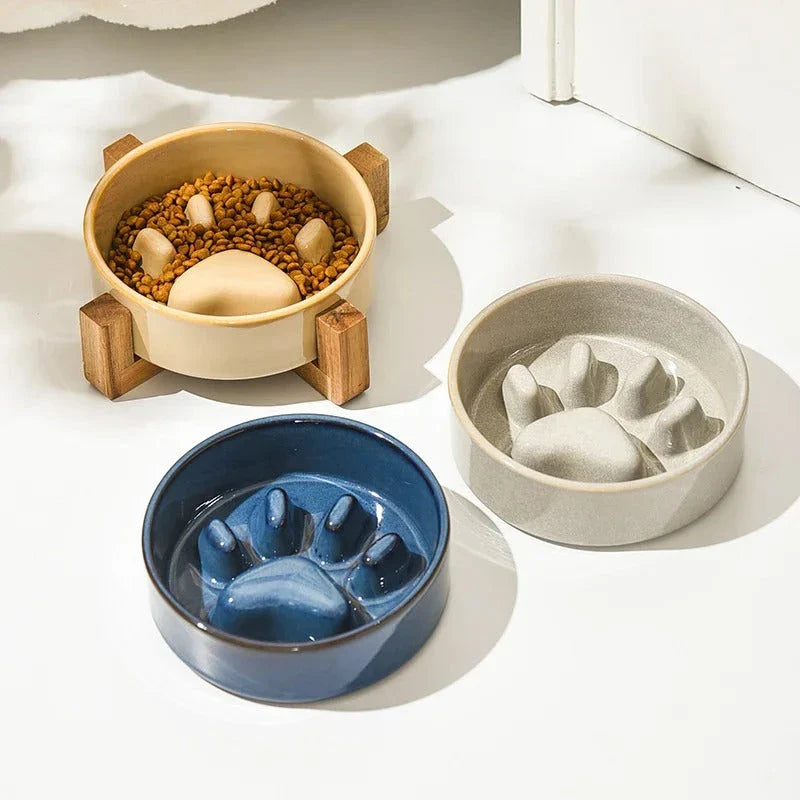 Ceramic Anti-Gulp Feeder Bowl for Pets - Designed to Slow Down Eating and Prevent Digestive Issues