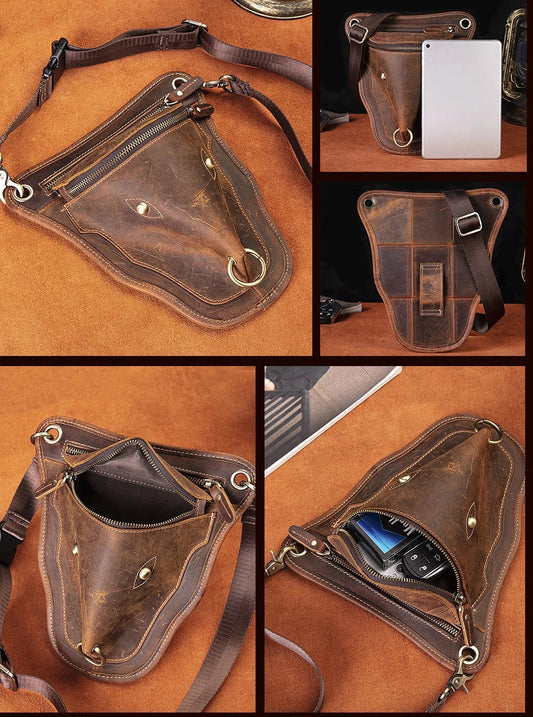 Stylish retro leather waist bag with large capacity, multiple compartments, and a versatile design for Kiwi adventures