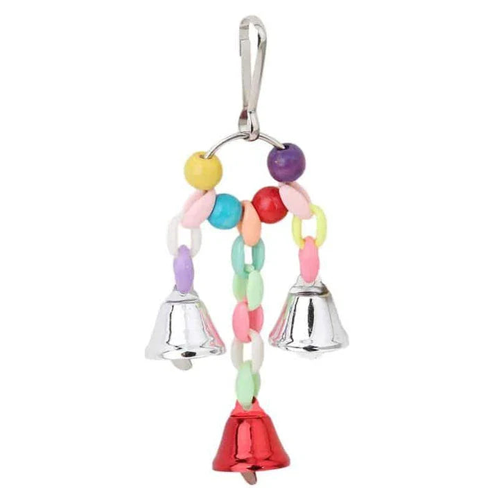 A colorful bird toy with a unique chain-inspired design, perfect for Kiwi bird owners