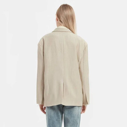 Timeless khaki blazer for Kiwi women, featuring a minimalist yet chic design for any occasion.