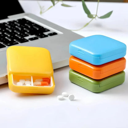 Compact 2-Grid Portable Mini Pill Box - Premium Aussie-made ABS pill organiser with dual compartments and push-pull mechanism for easy, on-the-go access to your medications.