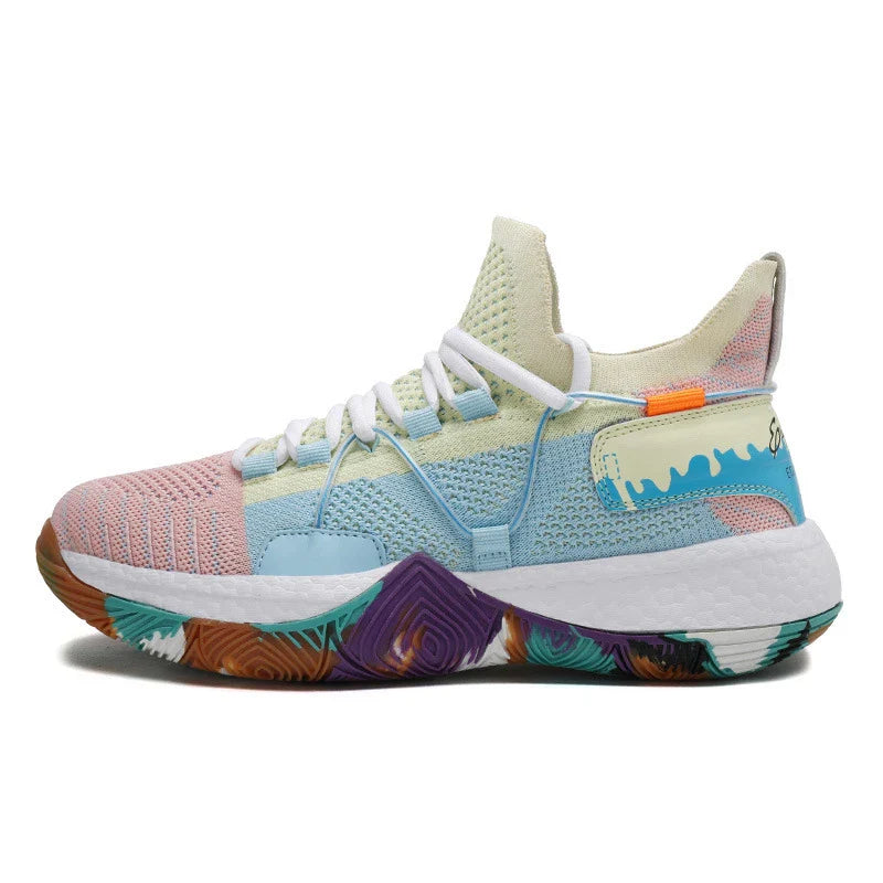 Trendy autumn sports shoes in vibrant colors with breathable mesh uppers and cushioned EVA soles, perfect for active Kiwi couples and families.