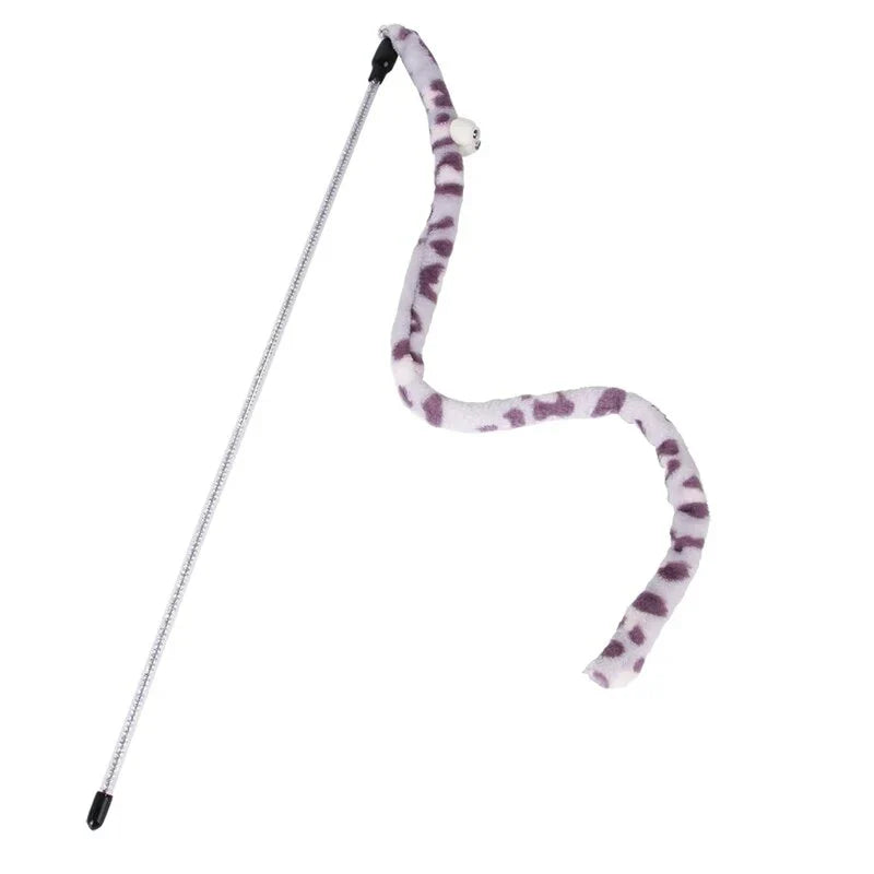 Premium suede cat wand toy with lifelike 55cm snake teaser, designed to stimulate your feline's natural hunting instincts and promote active playtime