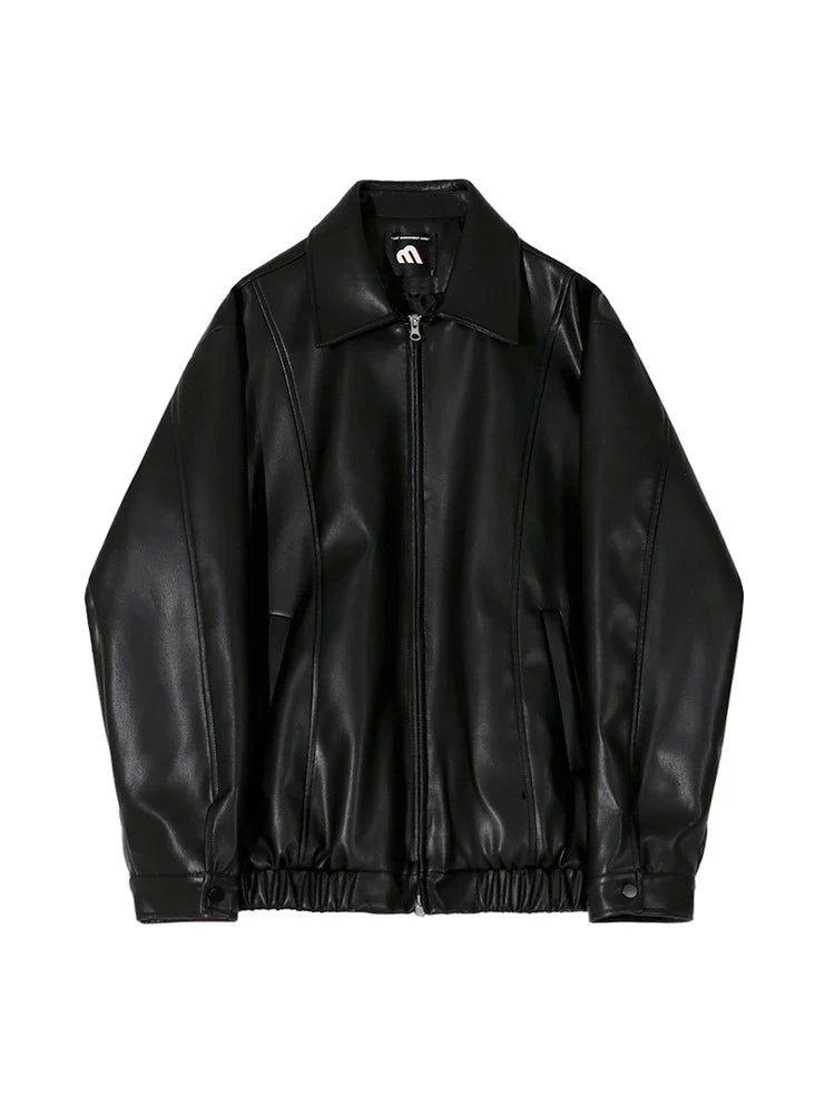 A stylish cropped leather jacket with a polo collar, perfect for Kiwi men's fashion.