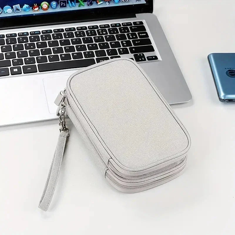 Eco-friendly travel organizer for storing and protecting digital accessories like smartphones, power banks, and cables