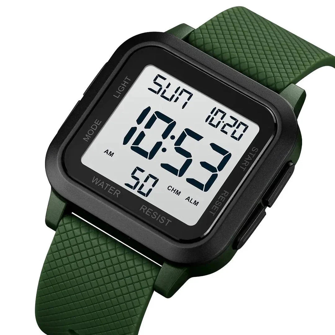 Rugged LED Military Sports Watch with shock-resistant case and durable TPU band, perfect for active Kiwi lifestyles