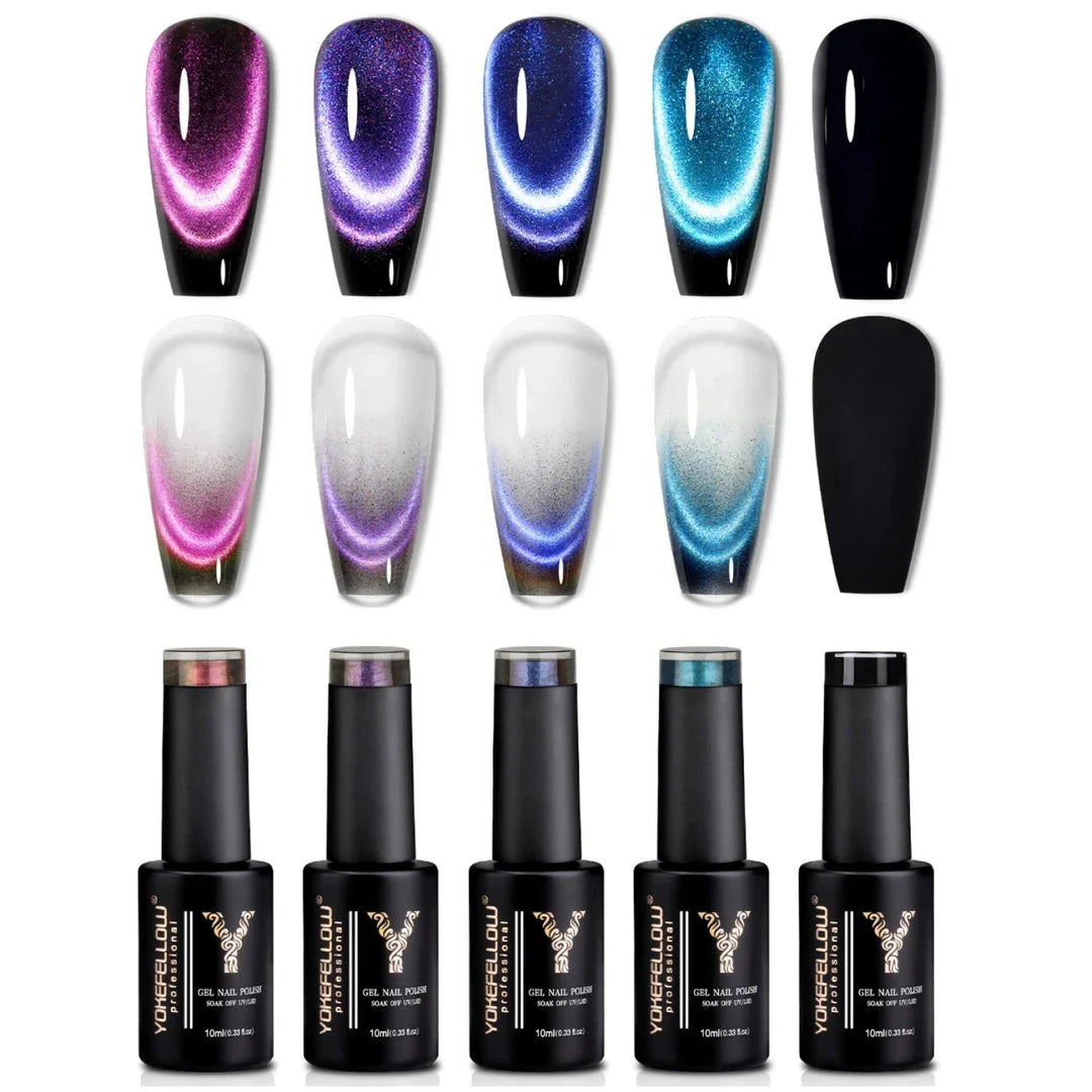 Dream Cat Magnetic Gel Nail Polish Set - Captivating Cat-Eye Effect Nail Art Kit Made in New Zealand