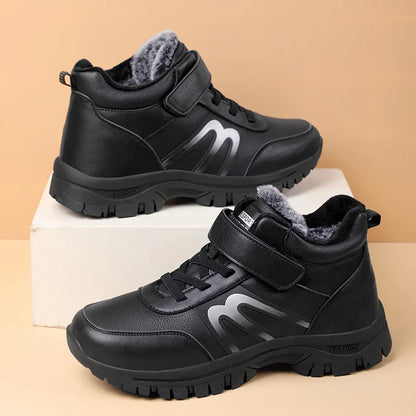 Men's stylish velvet leather shoes in black and gray colors, designed for comfort and protection in New Zealand's weather