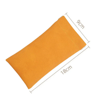 Soft PU leather glasses pouch in various colours for protecting and storing sunglasses and reading glasses