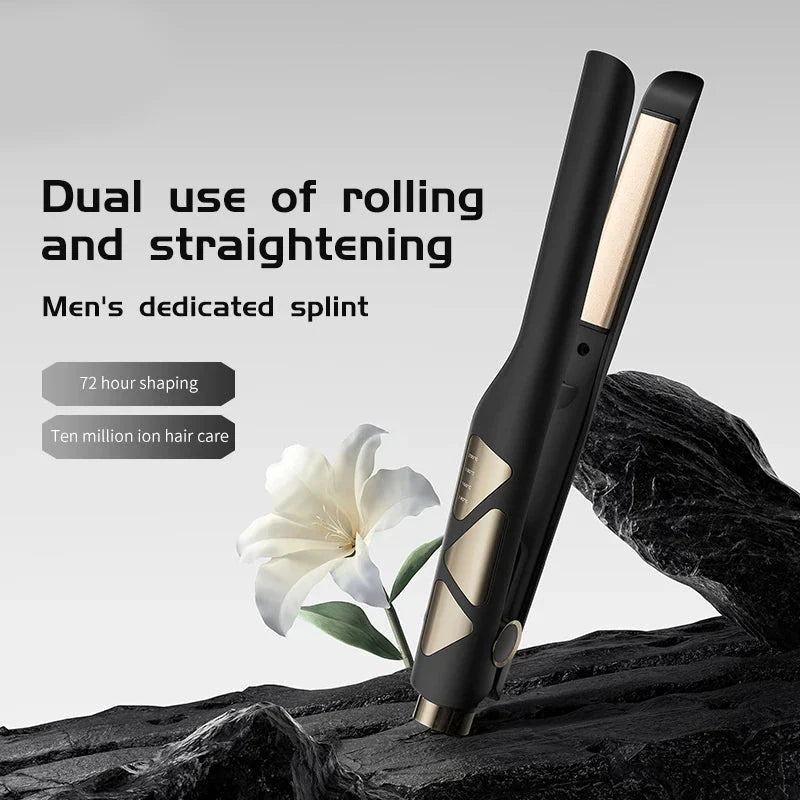 Compact, travel-friendly hair straightener and curling iron with ceramic coating for smooth, healthy styling