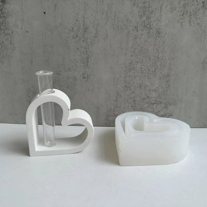 Unique heart-shaped silicone mold for creating custom hydroponic flower vases, plaster crafts, cement pieces, and candles