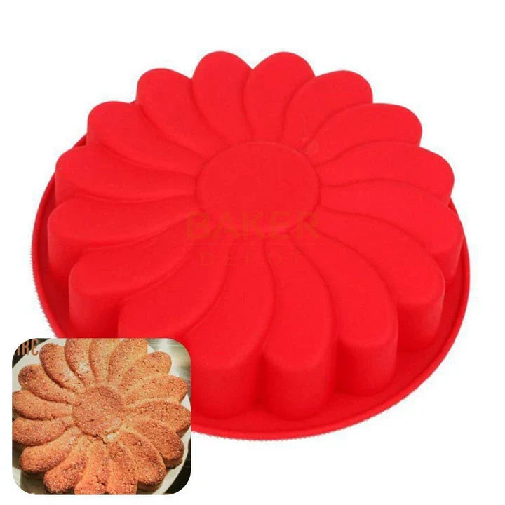 Flower-shaped silicone cake molds in vibrant colors, perfect for baking unique and eye-catching treats in New Zealand