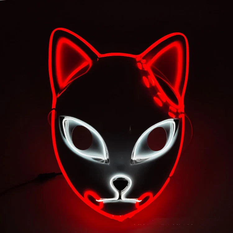 Anime-inspired luminous mask with multicoloured lighting effects, perfect for cosplay and events